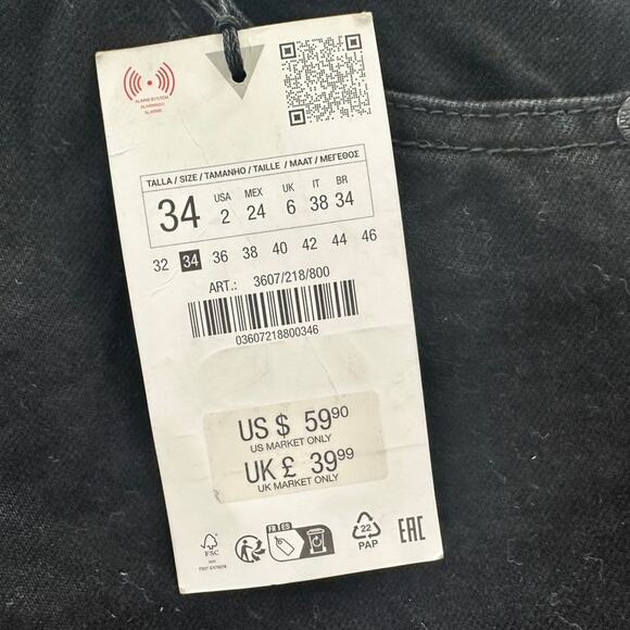 Zara Mid-Rise TRF Extra Curved Jeans Black Size 34 / US 2 NEW Mid Rise - Picture 3 of 4